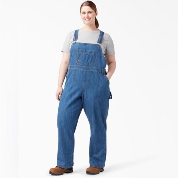 EXCELLENT PRELOVED CONDITION DICKIES DENIM 2XL WOMEN’S RELAXED FIT OVERALLS - Picture 1 of 10